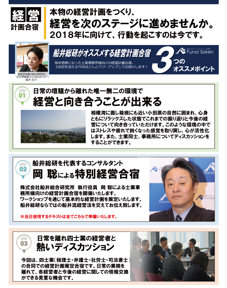 士業事務所経営研究会 経営計画策定合宿2018